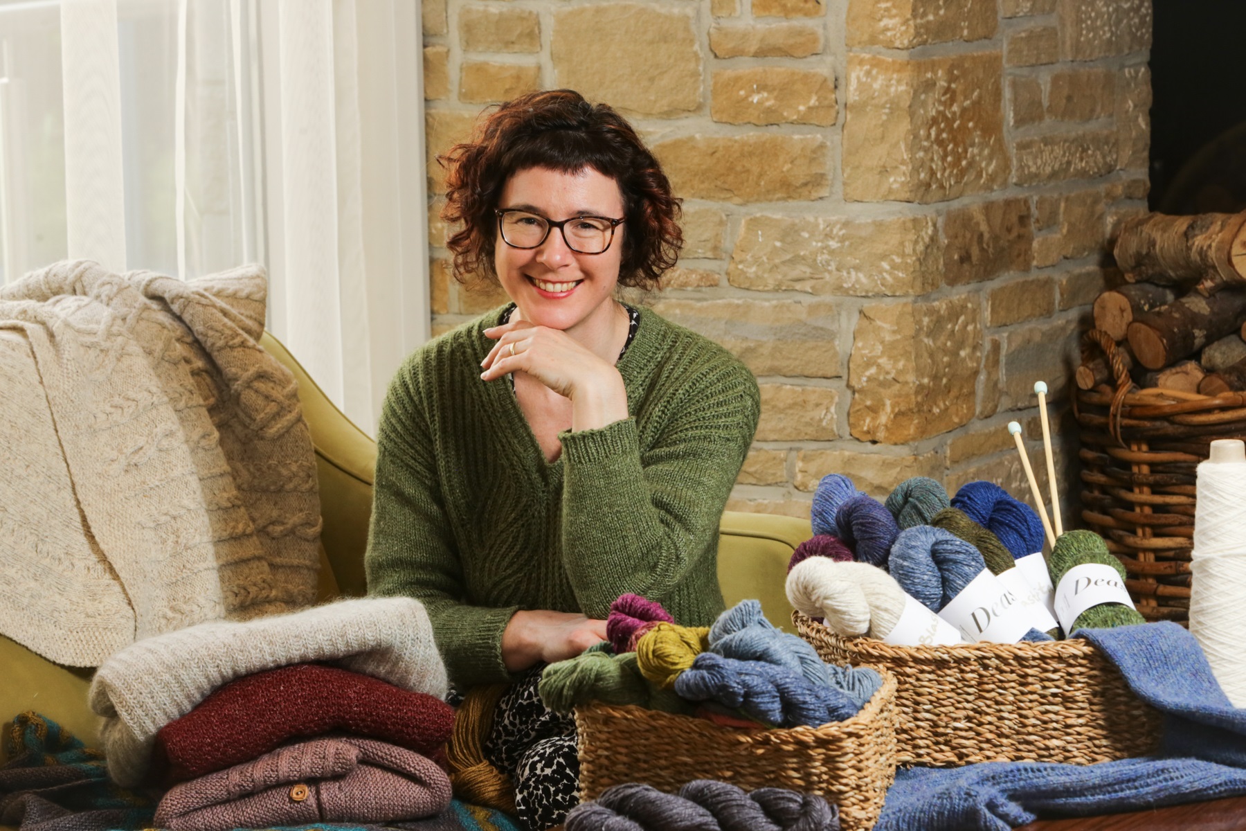 Woman posing with knitting