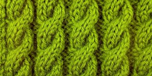 Close up of green stitches