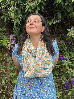 Woman in garden wearing shawl