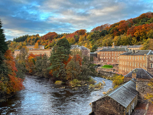 View of New Lanark Mill and the River Clyde