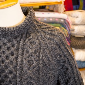 Aran knitted sweater close up