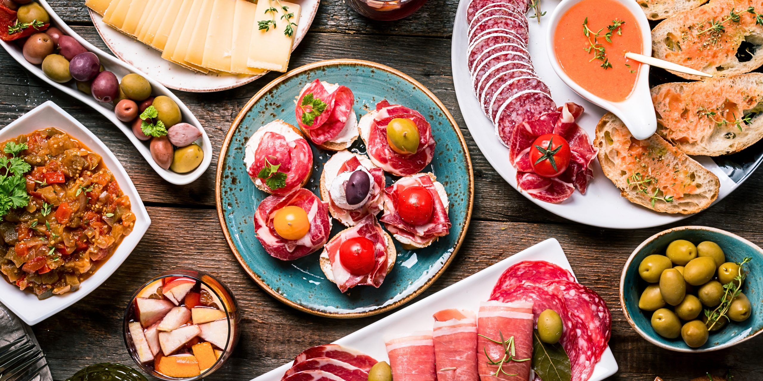 Display of tapas meats 