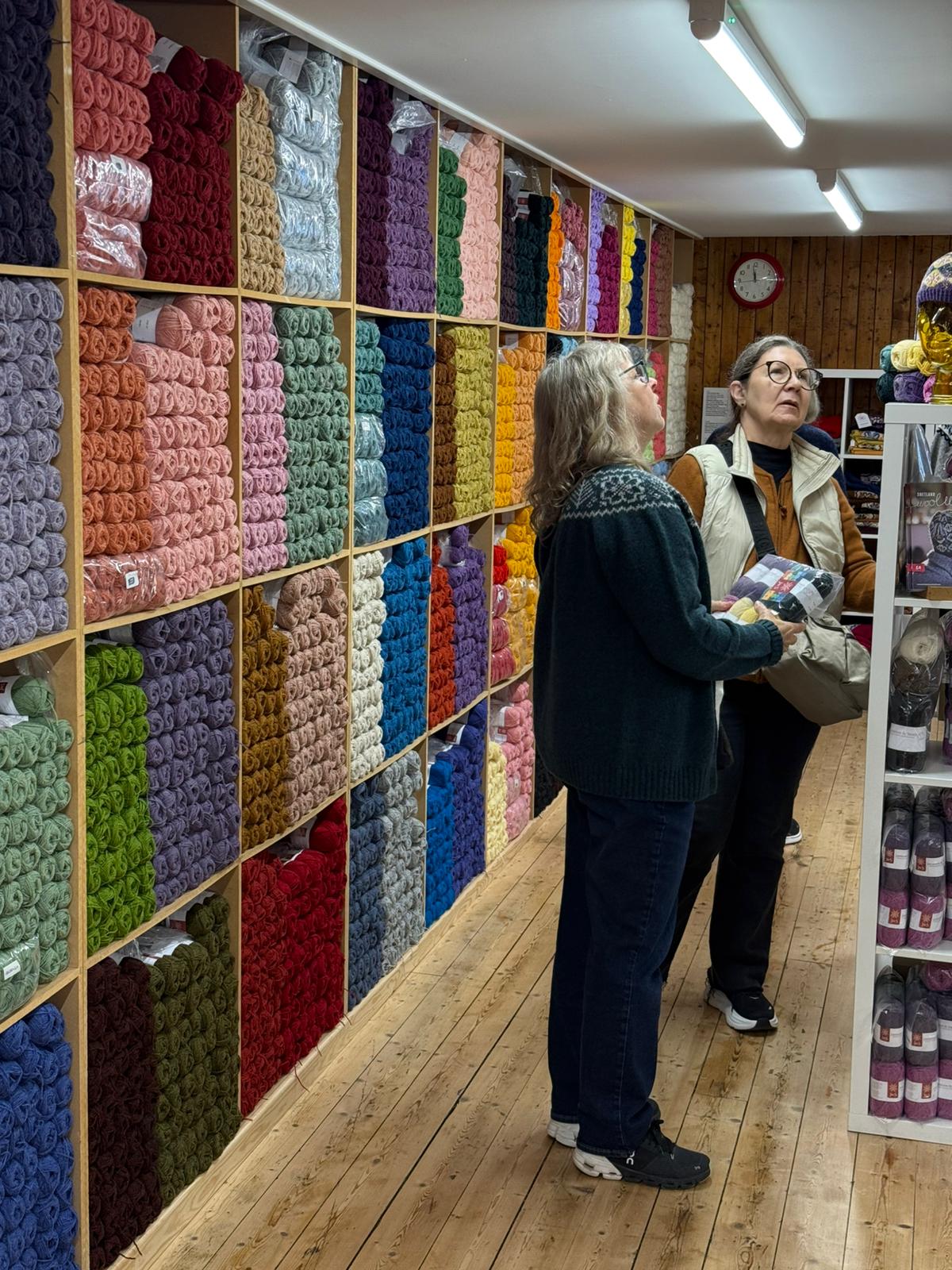 two women shopping for yarn