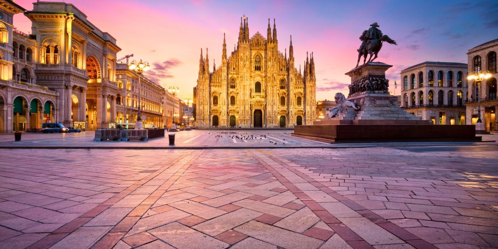 View of Duomo and Galleria Emmanuele II