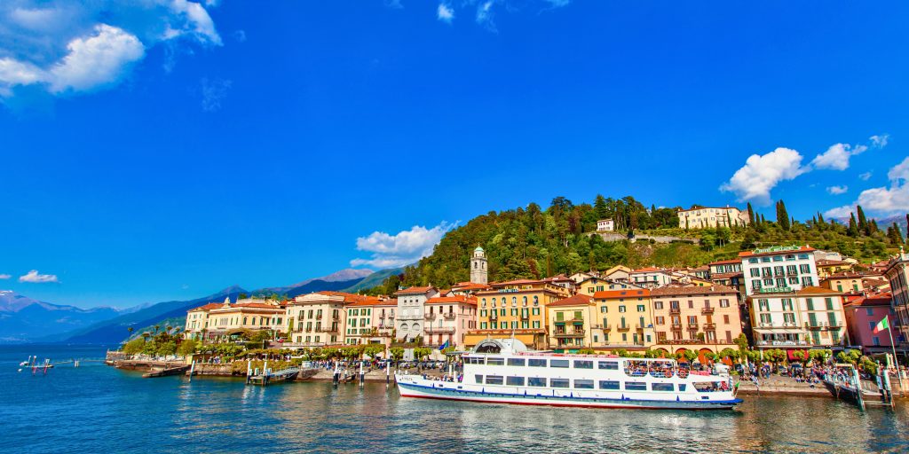 View of Bellagio from Lake Como in Italy